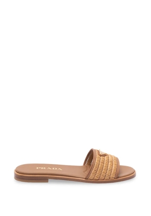 Prada triangle-logo interwoven sandals - Neutrals