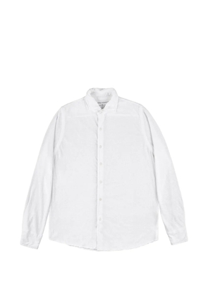 original vintage style button-down long-sleeved linen shirt - White