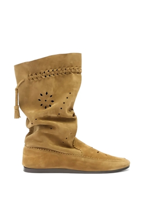 ISABEL MARANT Welky braid-detail laser-cut suede boots - Neutrals