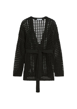Max Mara belt-detail knit cotton cardigan - Black