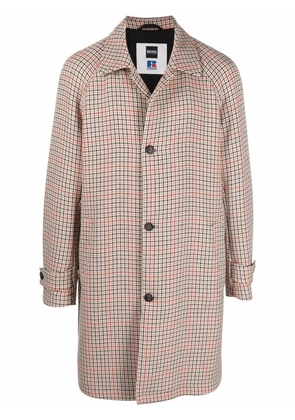 BOSS x Russell Athletic single-breasted houndstooth motif coat - Neutrals