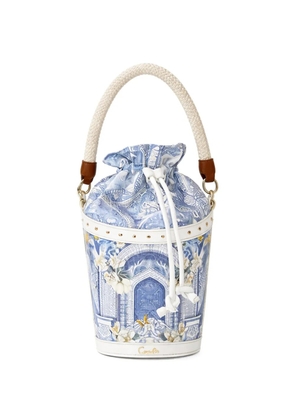 Camilla rope handle floral print bucket bag - Blue