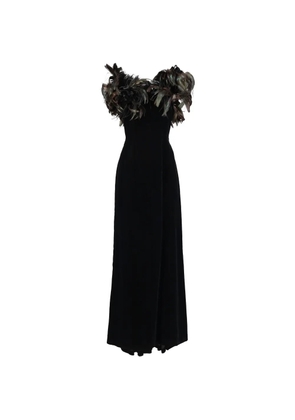 Vintage velvet feather dress - Black