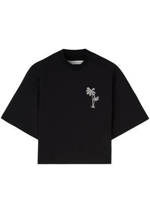Palm Angels palm-embroidery cropped T-shirt - Black