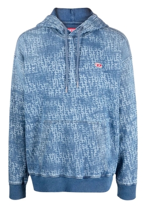Diesel logo drawstring hoodie - Blue