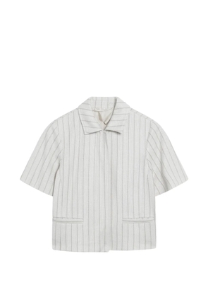 Max Mara striped patch pocket jacket - White