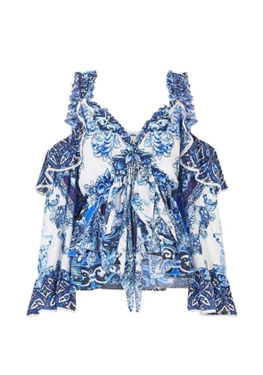 Camilla A Tiled Wonderland ruffled blouse - White