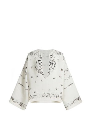Alberta Ferretti floral V-neck blouse - White