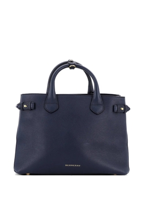 Burberry Pre-Owned Banner Tote Leather and House Check Canvas Medium satchel - Blue