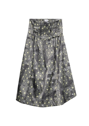 GANNI pocket floral maxi skirt - Grey