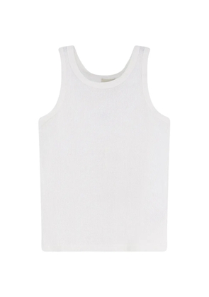 WALK IN PARIS embroidered logo waffle tank top - White