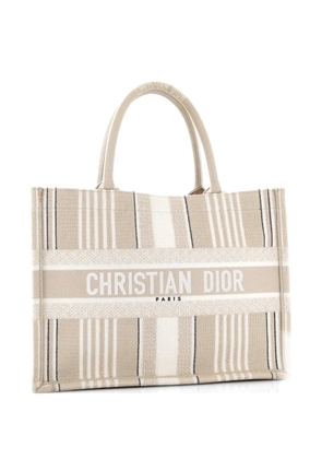 Christian Dior Pre-Owned Book Bayadere Stripe Embroidered Canvas Medium tote bag - Neutrals