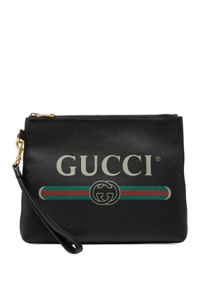 Gucci Pre-Owned 2000-2015 Leather Logo clutch bag - Black