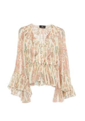 ETRO ruffled paisly-print blouse - Green