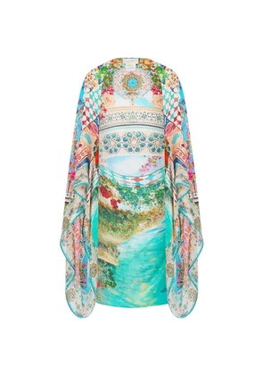 Camilla Chiffon floral-print silk shrug - Blue