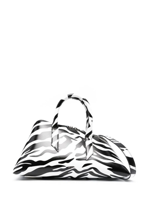 The Attico 24H zebra print leather tote bag - Black