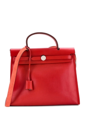Hermès Pre-Owned Herbag Zip Berline Vache Canvas and Leather 31 shoulder bag - Red