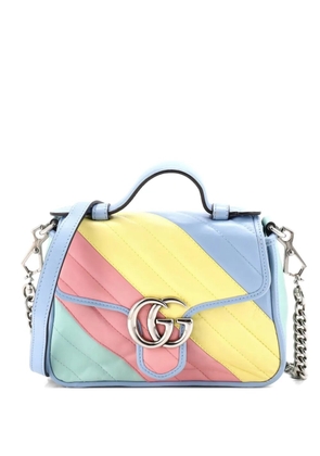 Gucci Pre-Owned GG Marmont Top Handle Flap Bag Diagonal Quilted Leather Mini satchel - Multicolour