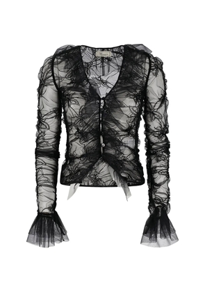 Blumarine ruffled net blouse - Black