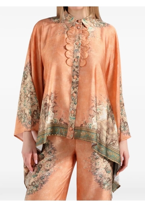 AMOSA scalloped floral print shirt - Orange