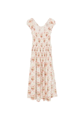 DÔEN Quinette square-neck flower-print midi dress - Neutrals