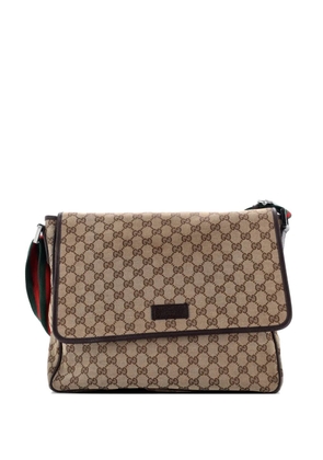 Gucci Pre-Owned Web-strap flap messenger crossbody bag - Brown