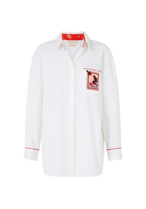 Camilla long-sleeves chest-pocket shirt - White