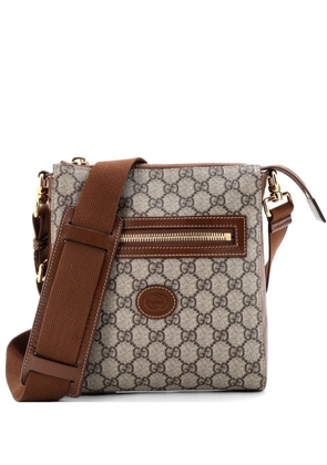 Gucci Pre-Owned Interlocking G Patch Zip Messenger Bag GG Coated Canvas Small crossbody bag - Brown