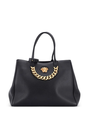 Versace Pre-Owned La Medusa Chain Detail Leather Large tote bag - Black