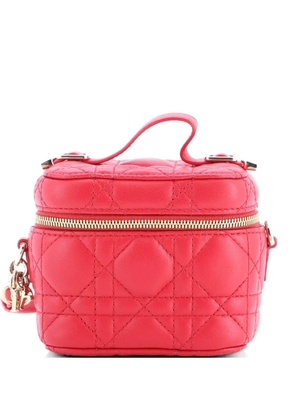 Christian Dior Pre-Owned Lady Dior Vanity Case Cannage Quilt Lambskin Micro crossbody bag - Red