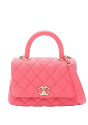 CHANEL Pre-Owned 2020 Extra Mini Quilted Caviar Coco Top Handle Bag satchel - Pink