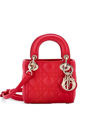 Christian Dior Pre-Owned Lady Dior Bag Cannage Quilt Lambskin Micro shoulder bag - Red