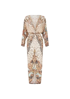 Camilla Aranjuez Animalia split front twist dress - Neutrals