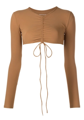 Christopher Esber ruched long-sleeve sun top - Brown
