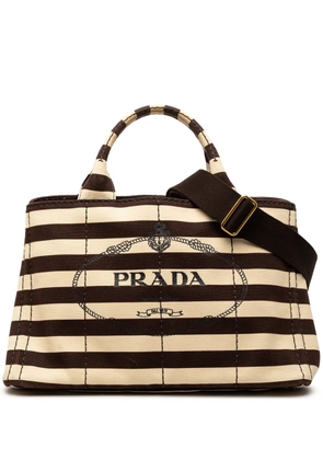 Prada Pre-Owned 2013-2026 Canvas Canapa Righe Striped satchel - Brown