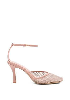 Lola Cruz Ruby mesh ankle strap court shoes - Neutrals