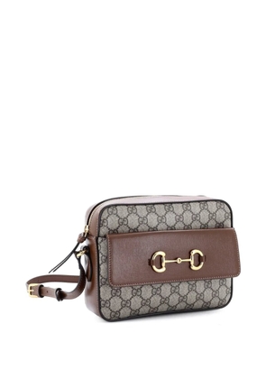 Gucci Pre-Owned Horsebit 1955 Flap Pocket Camera Bag GG Coated Canvas and Leather Small crossbody bag - Brown