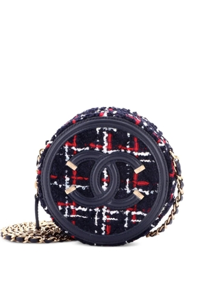 CHANEL Pre-Owned Filigree Round with Chain Quilted Tweed Mini clutch bag - Blue