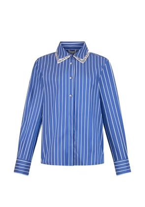 LIU JO striped embellished collar detail shirt - Blue