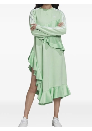 adidas ruffled long-sleeve asymmetric dress - Green