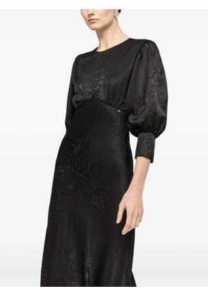 NISSA puff-sleeve midi dress - Black