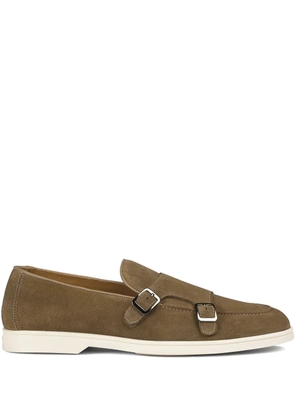 Doucal's suede double-buckle monk shoes - Brown