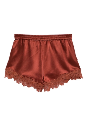 Cynthia Rowley embroidered satin shorts - Brown
