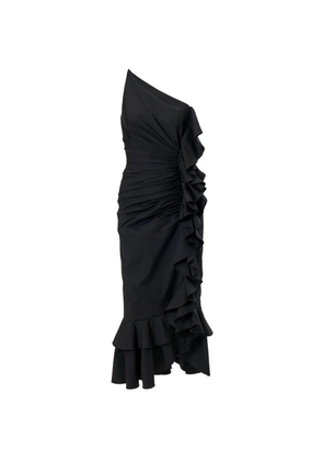 Carolina Herrera asymmetric ruched midi dress with ruffles ‌ - Black