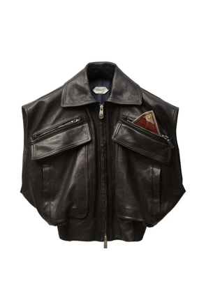 Versace zip-pocket leather gilet - Black