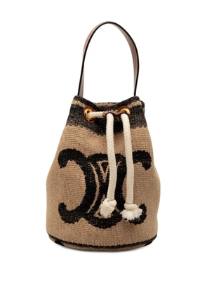 Celine Pre-Owned 2022 Small Triomphe Raffia Drawstring bucket bag - Brown