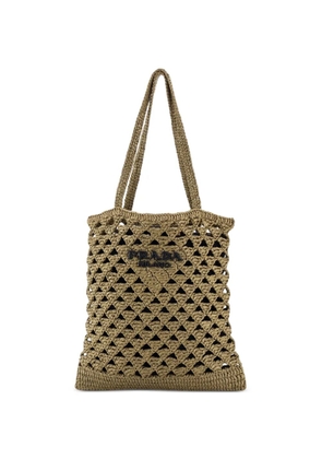 Prada Pre-Owned Triangle Logo Raffia Crochet Small tote bag - Green