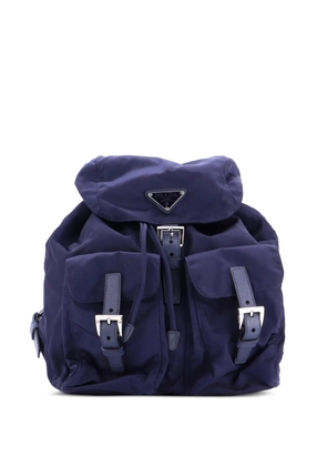 Prada Pre-Owned Vela Double Front Pocket Tessuto with Saffiano Leather Small backpack - Blue