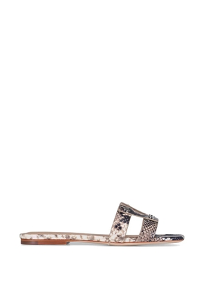 Veronica Beard Via Slide snake-embossed flat sandals - Neutrals