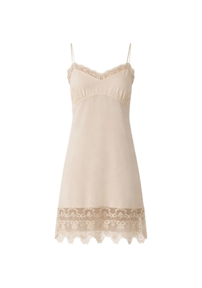 Simone Rocha lace-trim V-neck dress - Neutrals